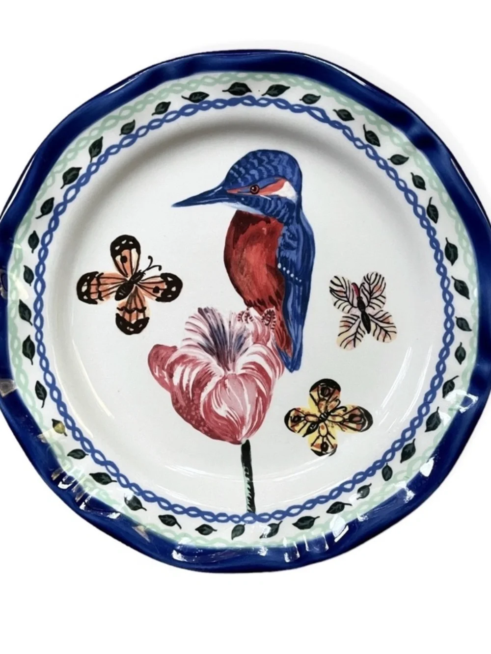 Nathalie Léte Hummingbird 10” Dinner Plate Anthropologie Rare Collectible
